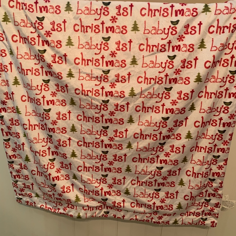 Baby 1st Christmas Thro Blanket Micromink Sherpa Back 30x40 Super Soft - Picture 3 of 5